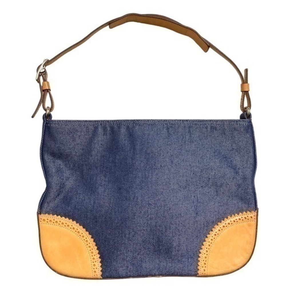 Coach vintage y2k denim and vachetta leather shoulder bag 8141